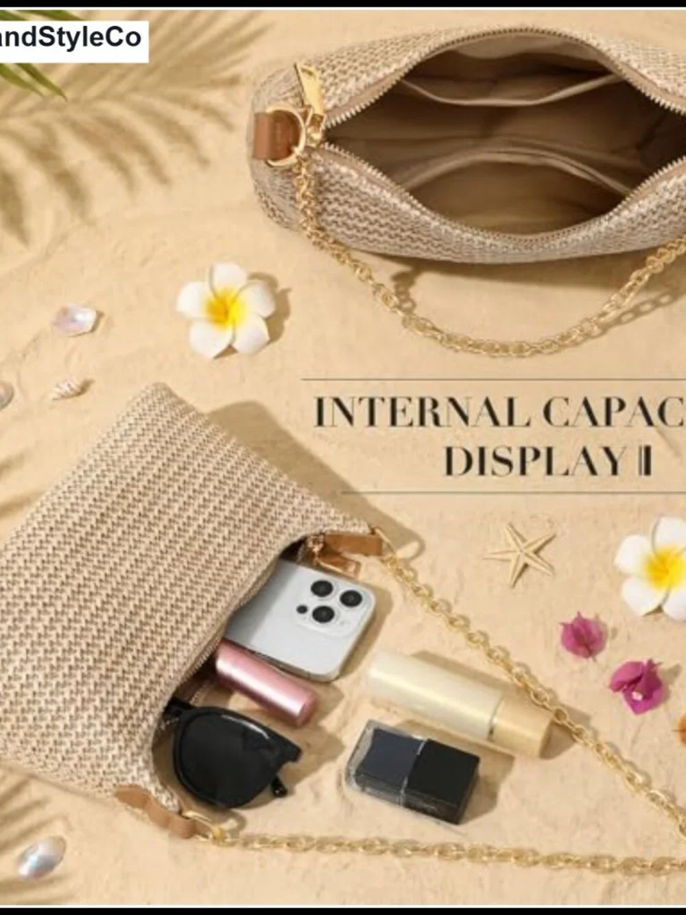 Woven Straw Boho Shoulder Bag Summer Beach Tote Women Purse